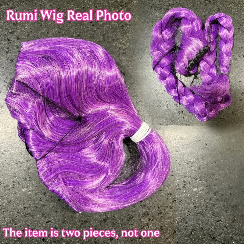 Perruque de Cosplay du film Kpop Mira Rumi Zoey, chasseurs de démons, violet, noir, rouge, cheveux longs, perruques synthétiques résistantes à la chaleur, accessoires de carnaval