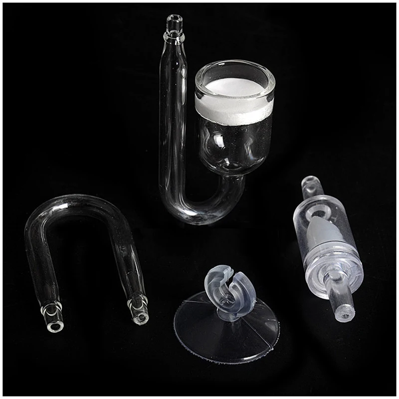 Aquarium CO2 Diffuser Glass Check Valve U Shape Set Kit Accessories Fish Tank Plant Cylinder Terrarium Fishbowl Carbon Dioxide