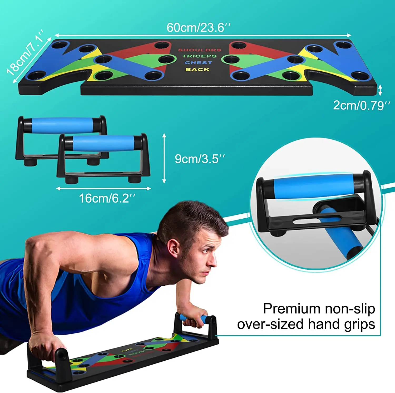 Wellshow Fitness Push Up Board Multi-Function All in One System Push Up Board Gym Fitness Push-Up Board