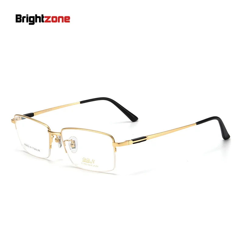 Ultra Light Half Rim Pure Titanium Men's Spectacle Prescription Eye Glasses Frame Myopia Generous Spectacle Ukraine Tmall Points