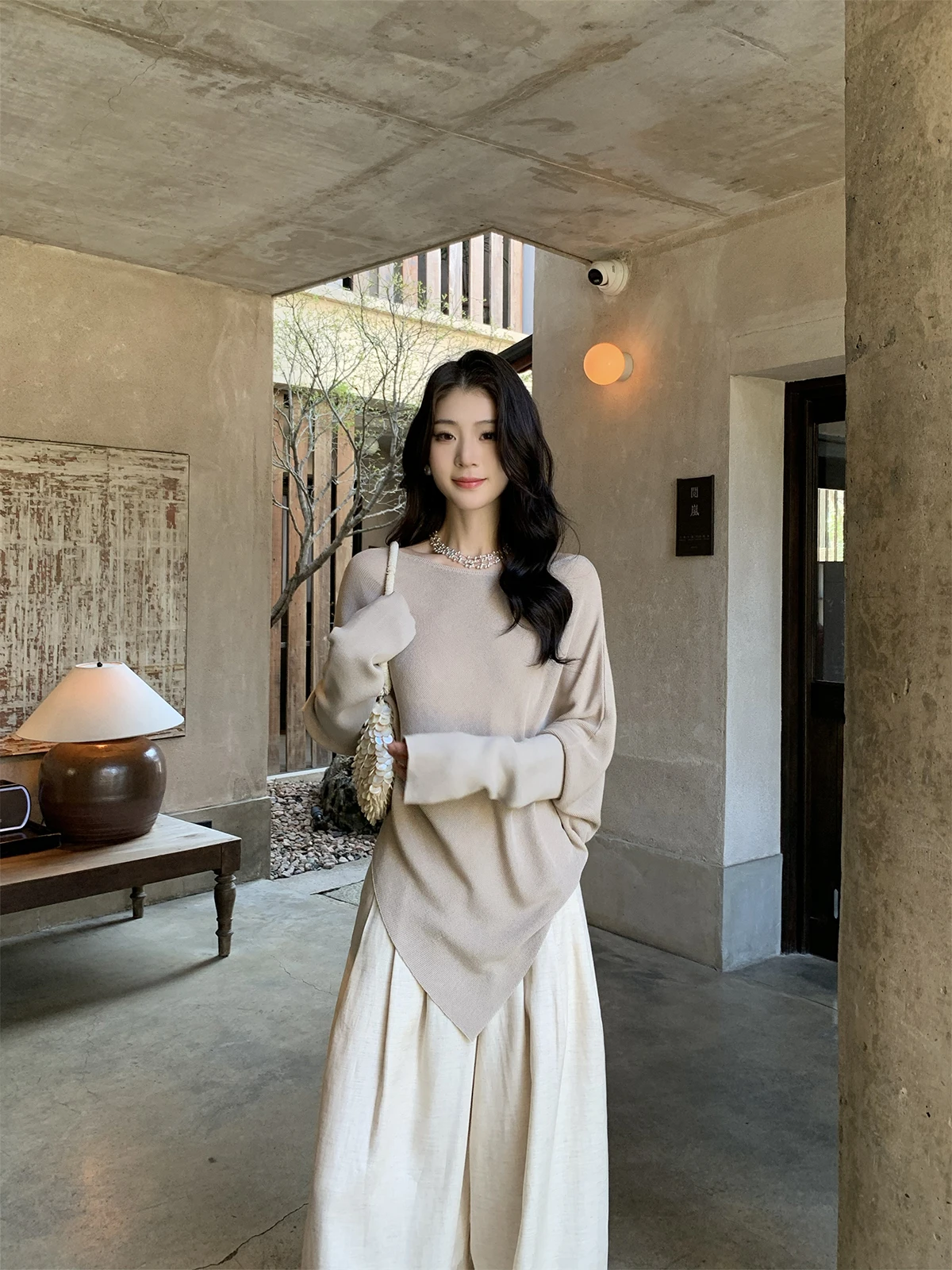 

ICELOLLY Lazy Sle Batwing Sve One oulder Knitted Sweater Women's Spring Faion Slimming Bare oulder Top Small Size