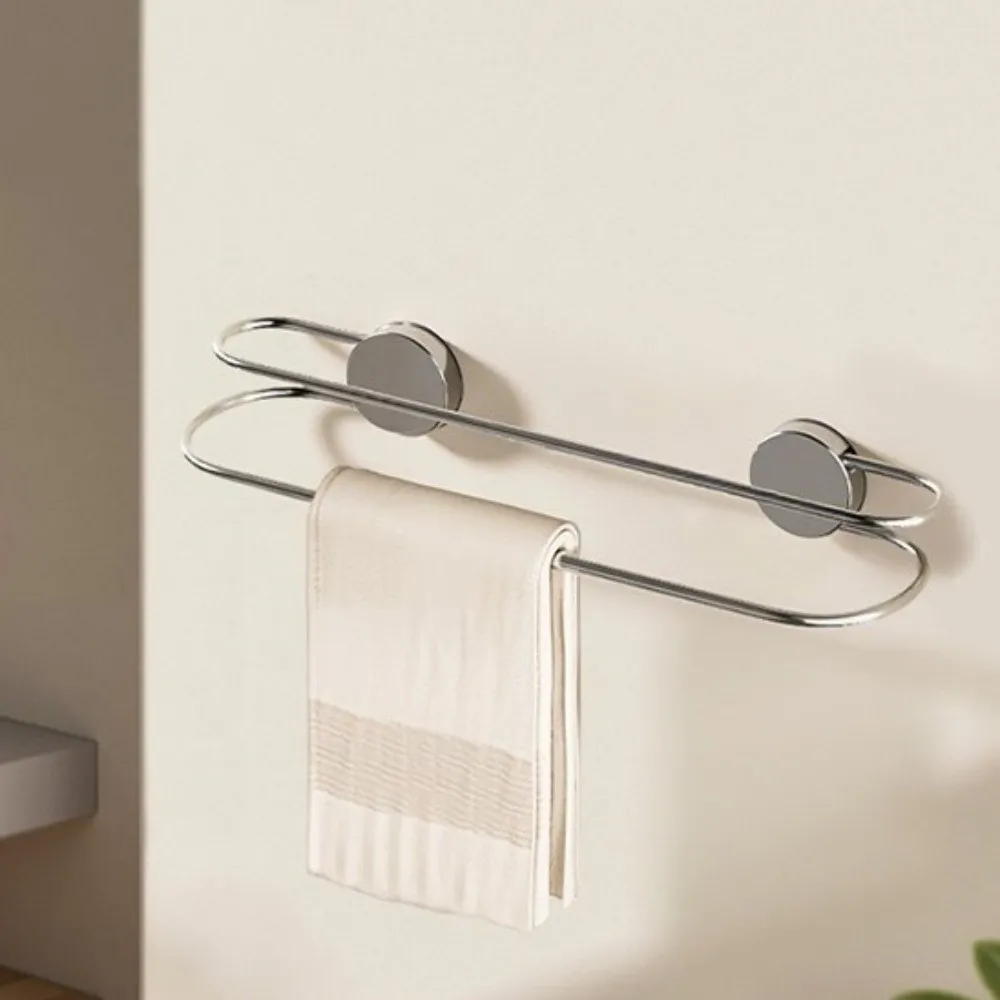 

Wall Mounted Suction Cup Towel Rack Rustproof Space Saving Bathroom Storage Rack No Punching Corrosion-Resistant