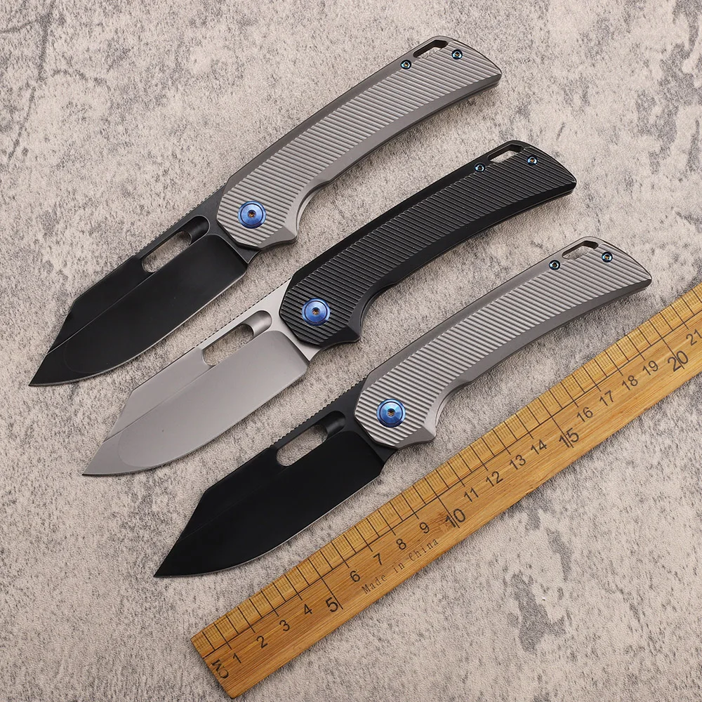 Folding Knife M390 Blade Titanium Aluminum Handle Camping Outdoor Fishing Hiking Fruit Tactical Kitchen Survival EDC Tool Knife