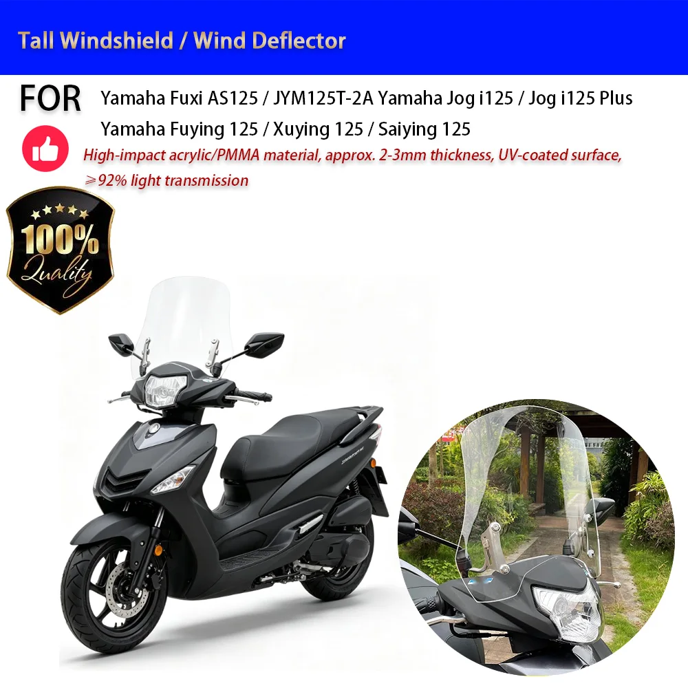 For Yamaha Jog i125 Fuxi AS125 Windshield Tall Screen 28/35/40cm No-Drill Accesorios Moto Accessori Moto