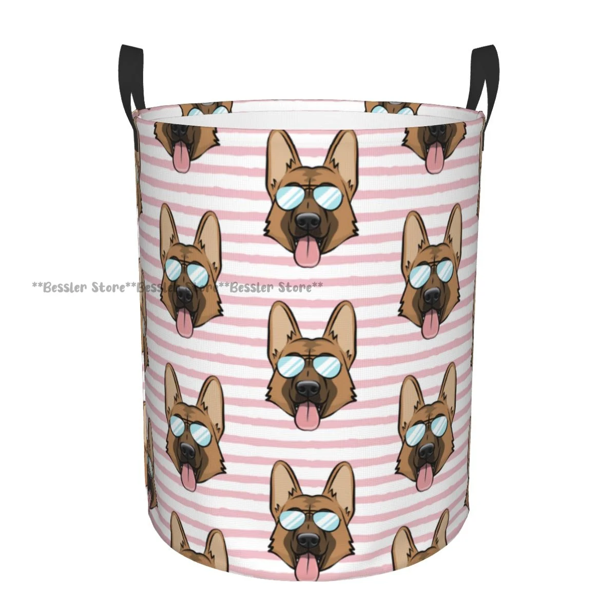 Waterproof Storage Bag German Shepherd Dog With Glasses Household Dirty Laundry Basket Folding Bucket Clothes Organizer