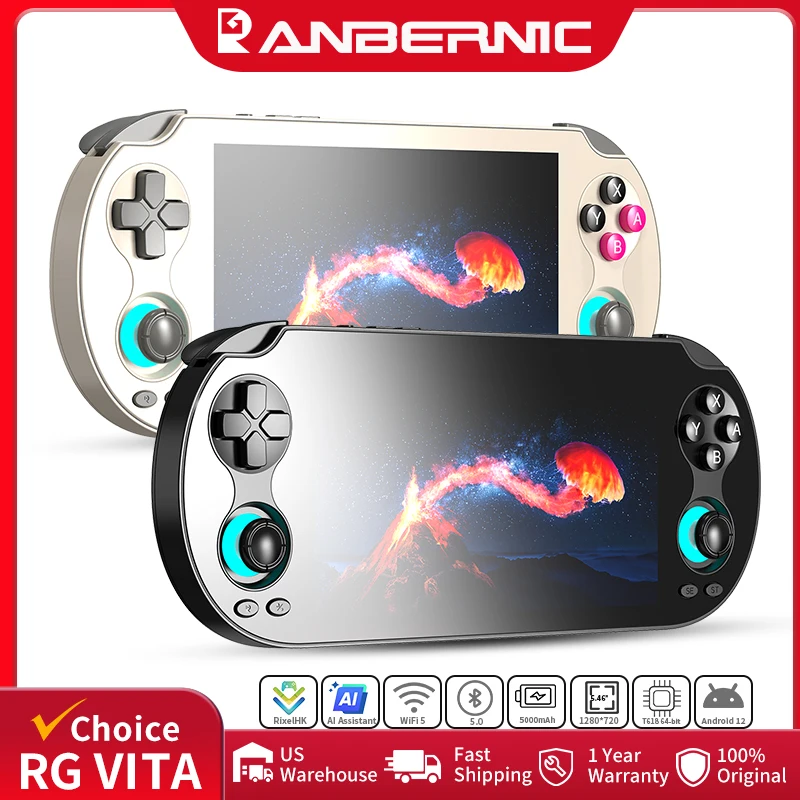 ANBERNIC RG VITA Handheld Game Console 5.46" IPS Touchscreen Android 5000mAh Video Gaming Player Supports AI Streaming RixelHK
