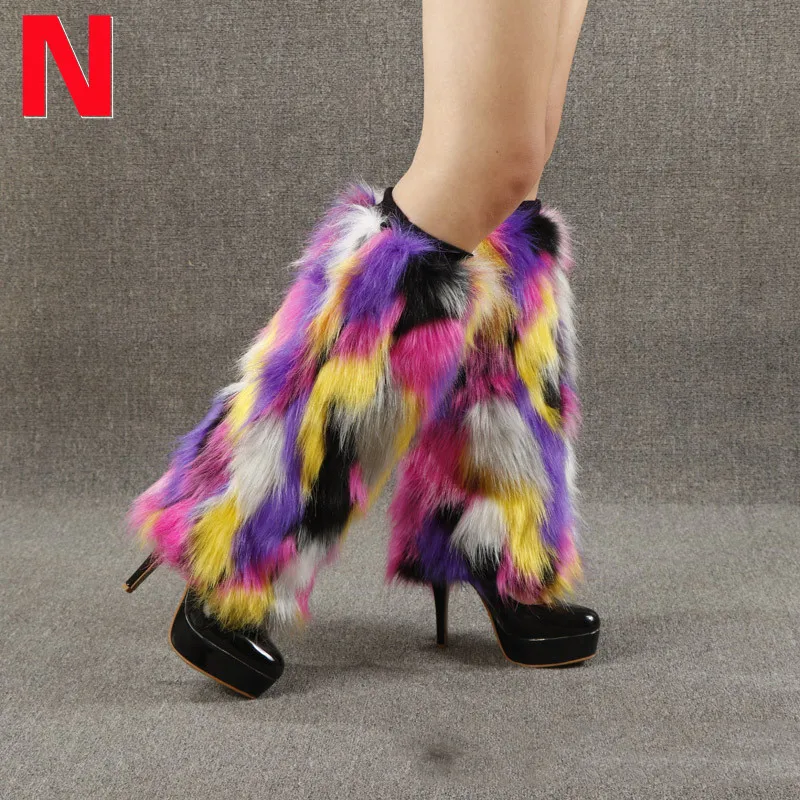 New 20/30cm Women Faux Fur Leg Warmers Women Fall Leggings Jk Boots Stocking Girls Lolita Punk Boot Cover Fur Foot Warming Cover