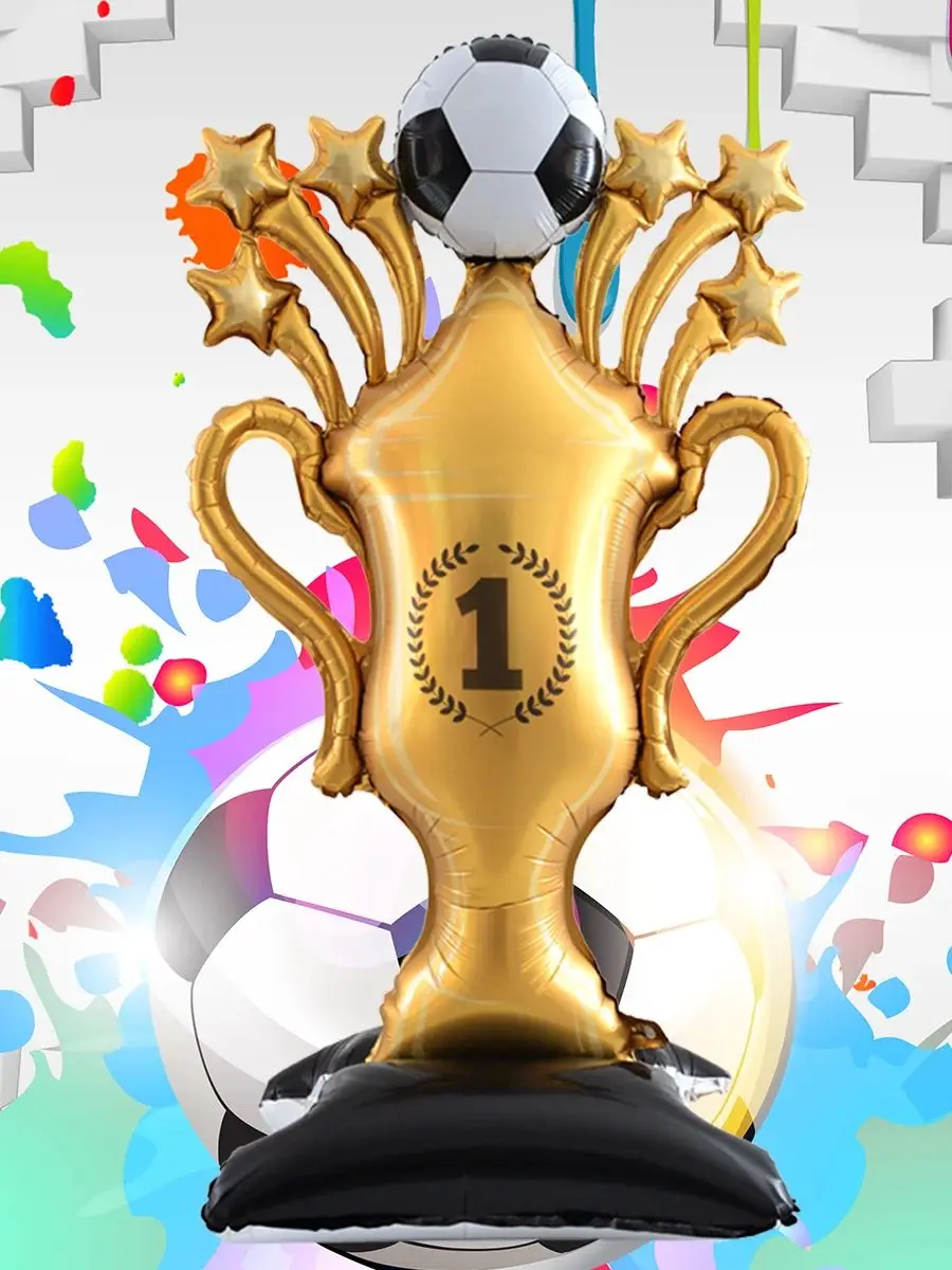 59 inch standaard voetstuk voetbal trofee vorm folie ballonnen voetbalbeker ballon verjaardag voetbal thema feestdecoraties - afbeelding 2