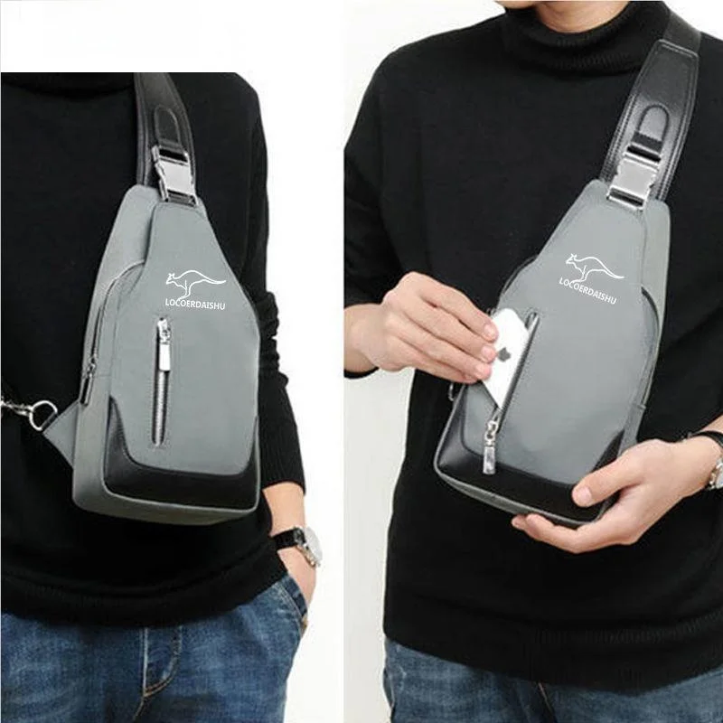Trendy Casual Men's Chest Bag Crossbody Bag Canvas Single Shoulder Bag New Front Chest Bag Leisure Waist Bag Korean Version
