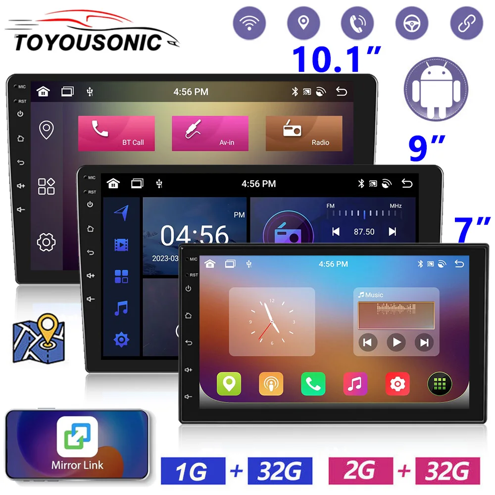 

Автомагнитола TOYOUSONIC, 2DIN, сенсорный экран 7 дюймов, 9 дюймов, 10 дюймов, HD 1080P, FM, GPS, Wi-Fi, Bluetooth