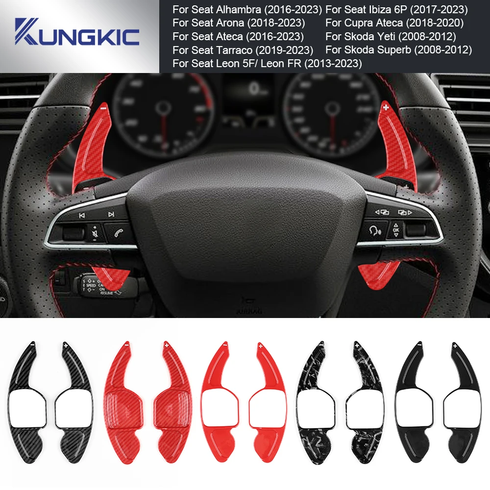 Shift Paddle For SEAT Leon ST 5F FR Cupra Ateca Ibiza 6P Arona Tarraco Carbon Fiber Car Steering Wheel Extension Shifter Sticker