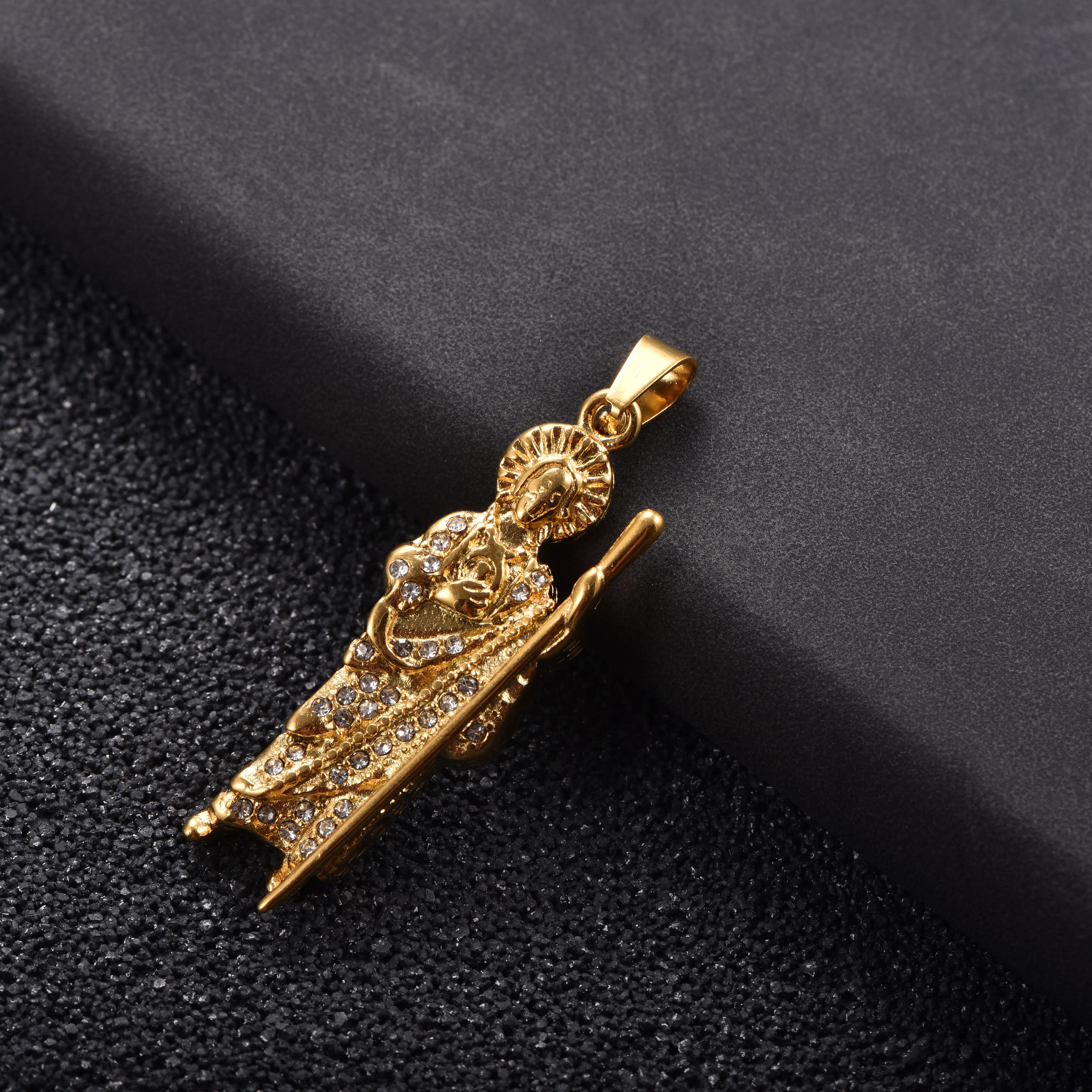 Religiöser Anhänger Santa Muerte Heiliger Judas Jungfrau Maria Jesus Charm Hip-Hop Katholisches Amulett Halskette Anhänger für Männer Glaubensschmuck – Detail 3