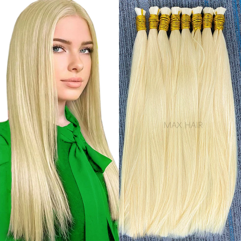 

Straight Human Hair Bulk for Braiding Weft 100% Unproccessed Brazilian Extension Shining Hair Silky 18 30 Inch 613 Honey Blonde