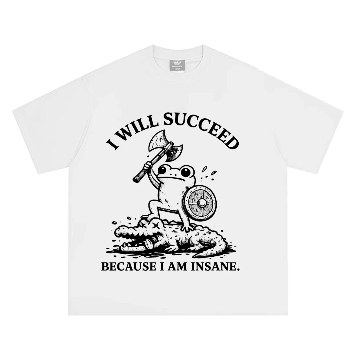 I Will Succeed Because I Am Insane Frog Crocodile Funny Meme T-shirt Men Women Hip-hop T-shirts Casual Cotton Summer T-shirts