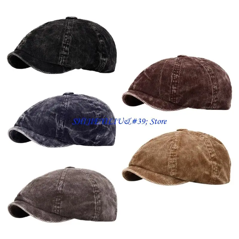 

E21F Французский вельветовый берет с легким дизайном для женщин, мягкая шляпа цвета хаки из смеси хлопка для повседневной