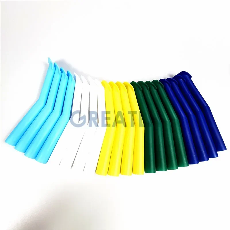 GREATLH 50pcs Dental High Volume Suction Tips High Temperature Duckbill Evacuation Tips 16mm