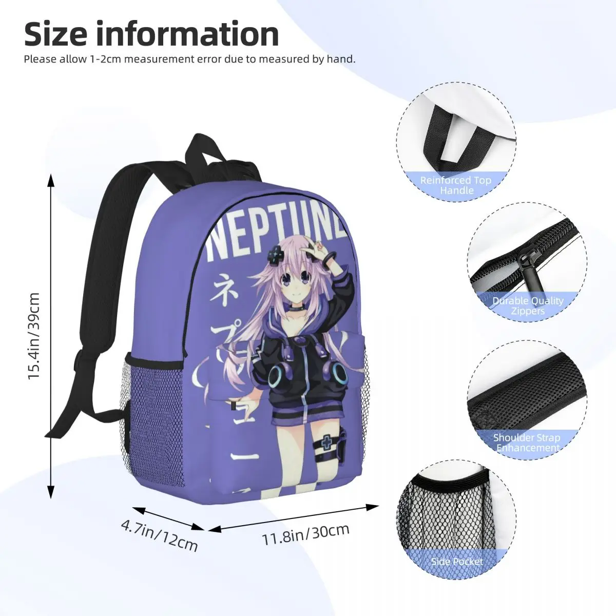 Mochila Hatsune Miku Compact de 15 polegadas – Bolsa leve e elegante, perfeita para estudantes e viajantes