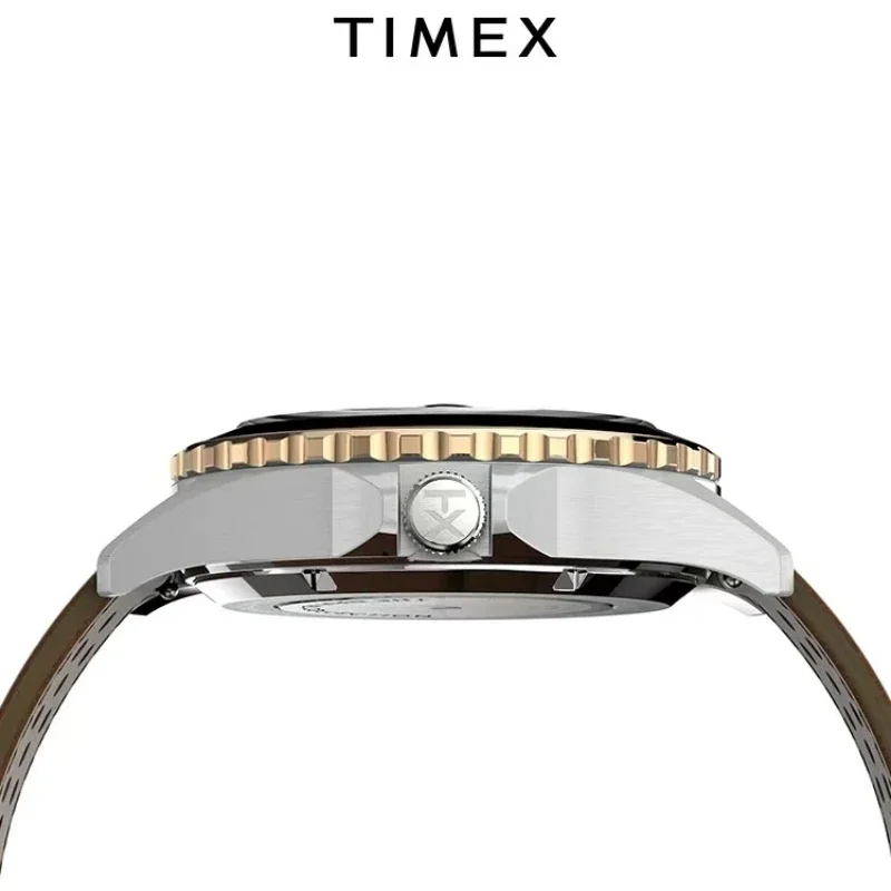 TIMEX jam tangan mekanis otomatis pria, jam tangan santai bisnis baja tahan karat Amerika tahan air tahan gores