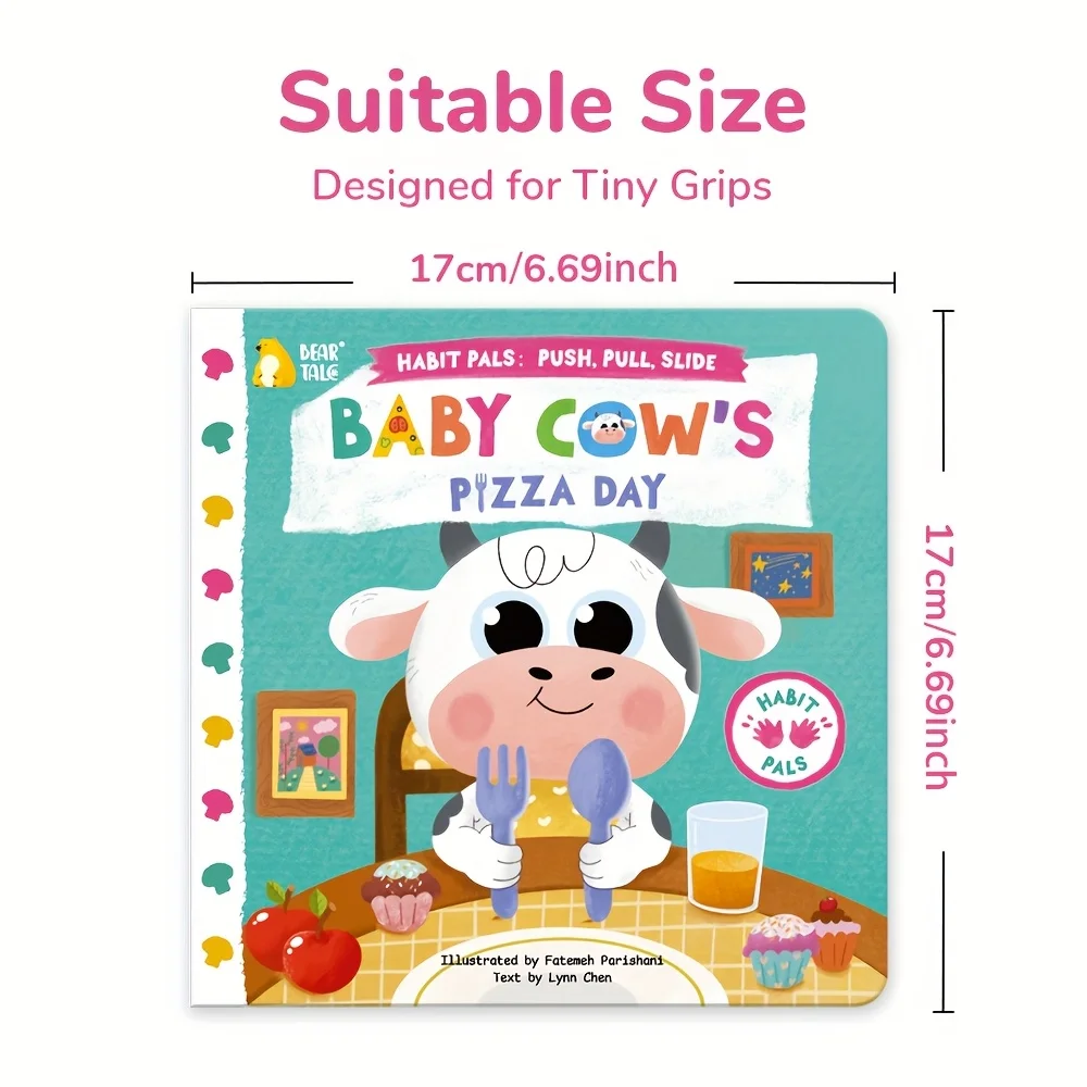 Baby Cow Lift-The-Flap Books, Good Eating Habit Formation, Eat Veggies, Cook a Meal, Interactive Picture, Cow'S Pizza Day,