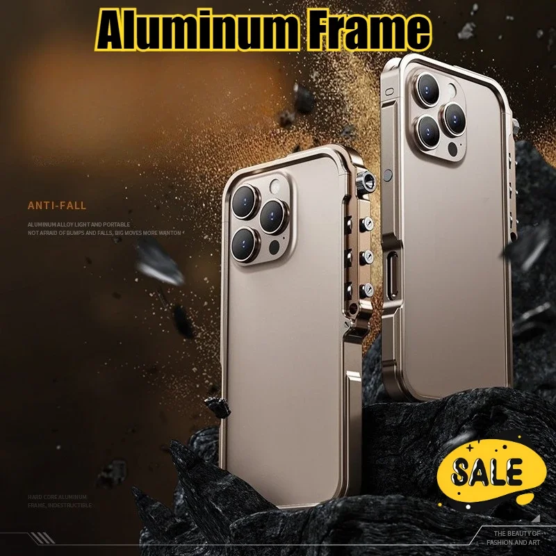 

Aluminum Frame 360°Border Full Package Phone Case for Iphone16 15 Pro Max Plus Anti-drop Easy Disassembly of Mobile Phone Bumper