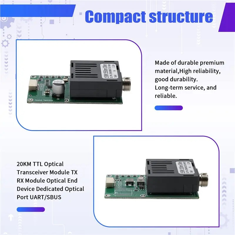 ABGI-TX RX Module 20KM TTL Optical Transceiver Module Optical End Device UART/SBUS Dedicated Optical Port