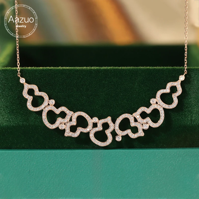 Aazuo-collar con forma de calabaza para mujer, joyería de lujo con diamantes reales de oro rosa de 18 quilates, diseño de moda de compromiso, 0,6 CT