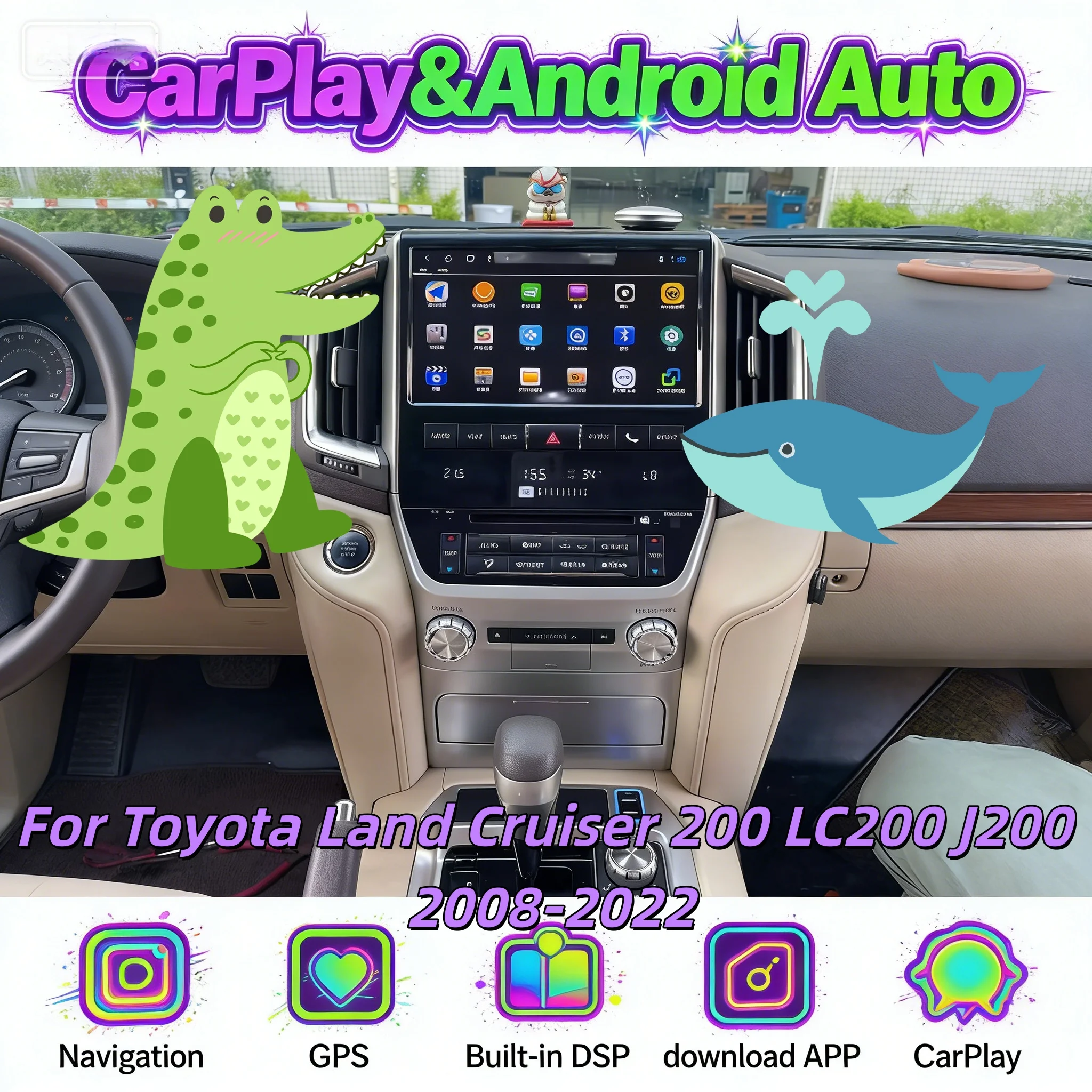 

Для Toyota Land Cruiser 200 LC200 J200 2008-2022: Автомагнитола Android Auto, GPS-навигация, Carplay, 4G, Wi-Fi