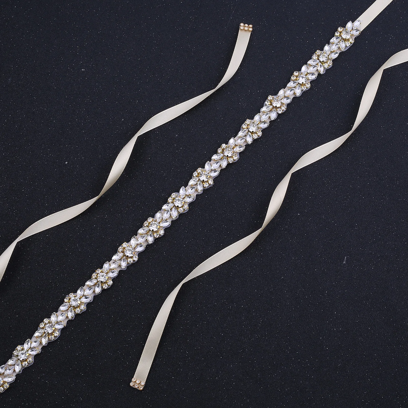 

NZUK Crystal Pearls Bridal Belt Handmade Rhinestones Wedding Belt Gold Bridal belts for Bridal Wedding Accessories