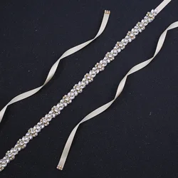 NZUK Crystal Pearls Bridal Belt Handmade Rhinestones Wedding Belt Gold Bridal belts for Bridal Wedding Accessories
