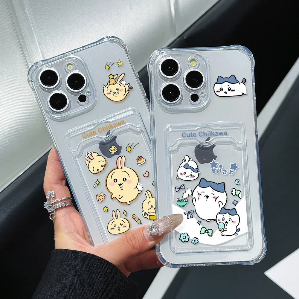 Cute Chiikawas Hachiwares Card Hold Phone Case for Samsung Galaxy S24 S23 S22 S21 S20 FE Plus Ultra M33 M53 M54 5G Airbag Cover