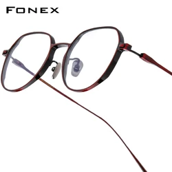 FONEX 티타늄 안경테 남녀공용, 레트로 빈티지 사각 안경, 일본 초경량 안경 8316, 새로운 패션 브랜드 디자인