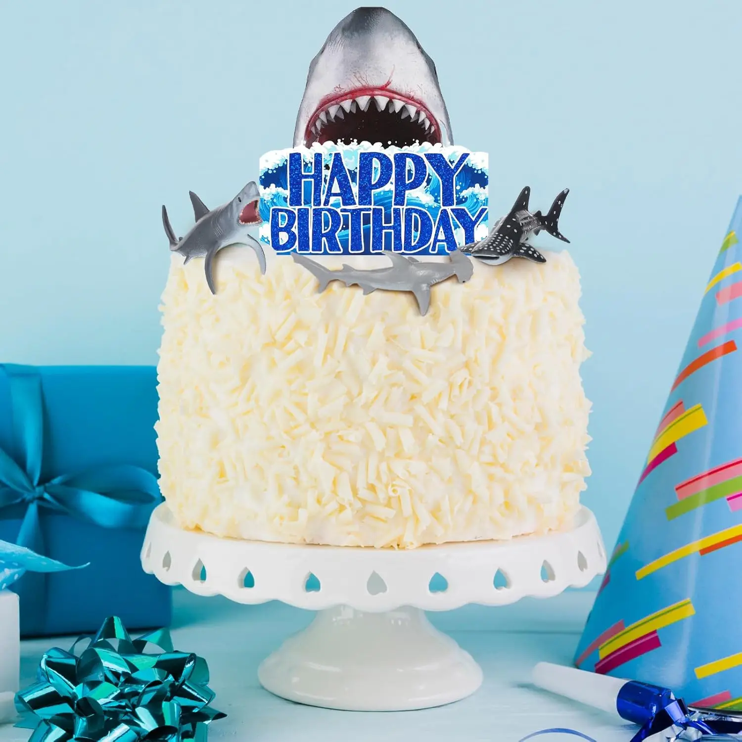 18er-Pack Hai-Kuchenaufsätze für die Angriffs-Meeresbewohner, Dekor, Ozean-Thema, Cupcake-Picks für Geburtstagsparty, Gastgeschenke, Zubehör – Detail 5