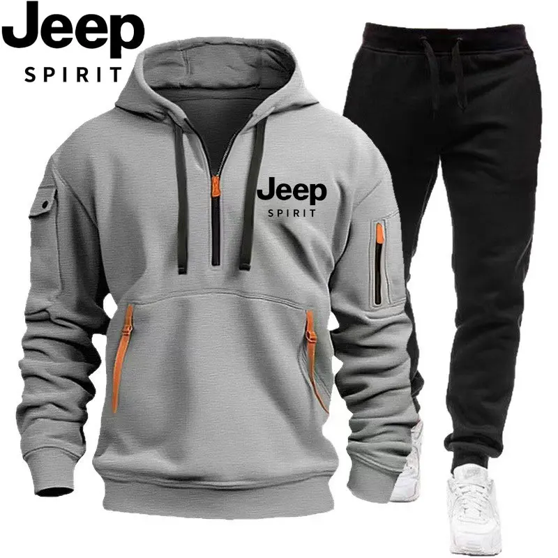 JEEP 2026 Autumn Winter New Printed Men's Long Sleeve Hoodie, Full Zip Cardigan with Multi-Pockets, Versatile Casual Jacket — купить у AliExpress WW