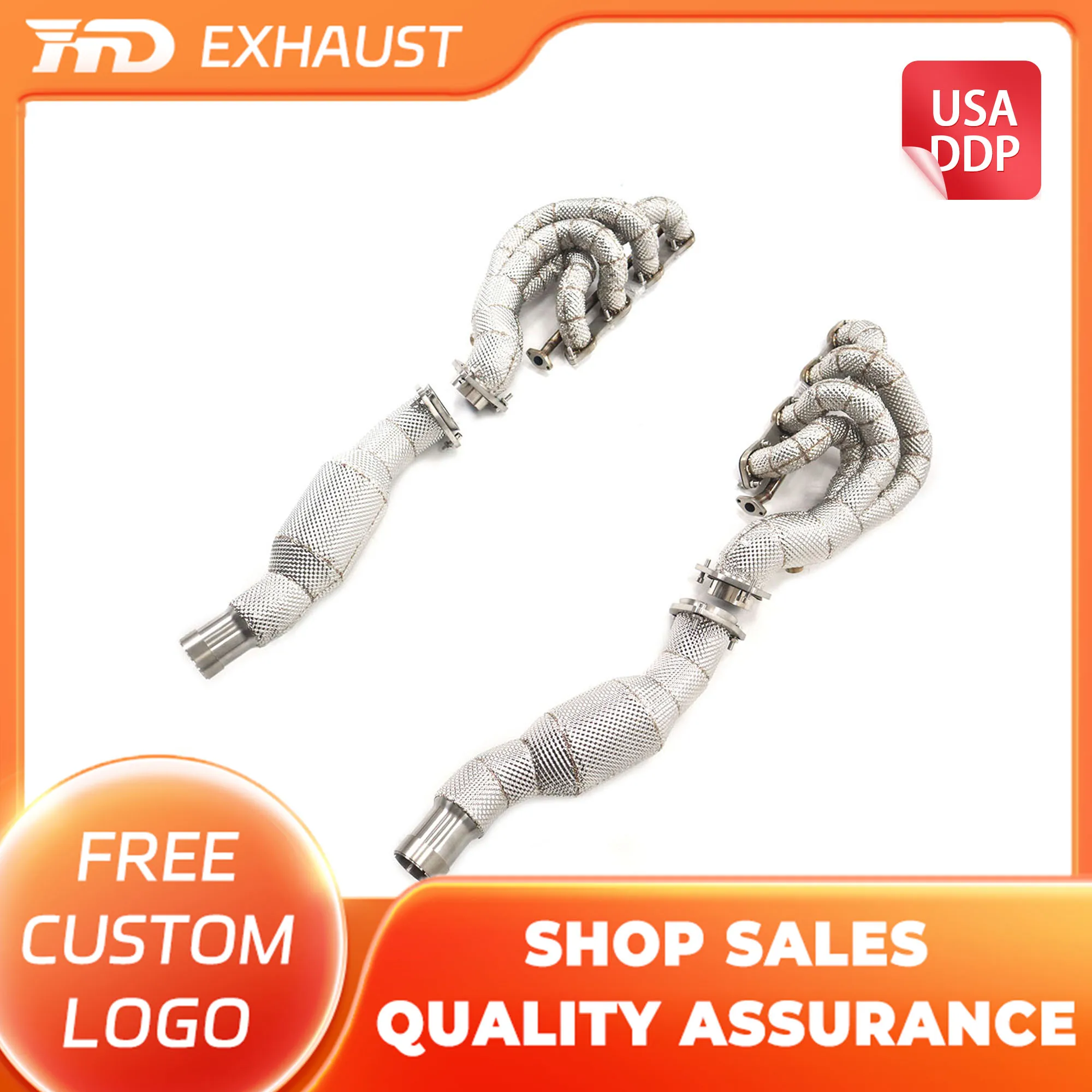 HMD المبيعات الساخنة SS304 أنبوب النازل المنوع لفيراري F430 SC أداء الحفازات العادم 76 مللي متر الأنابيب #1