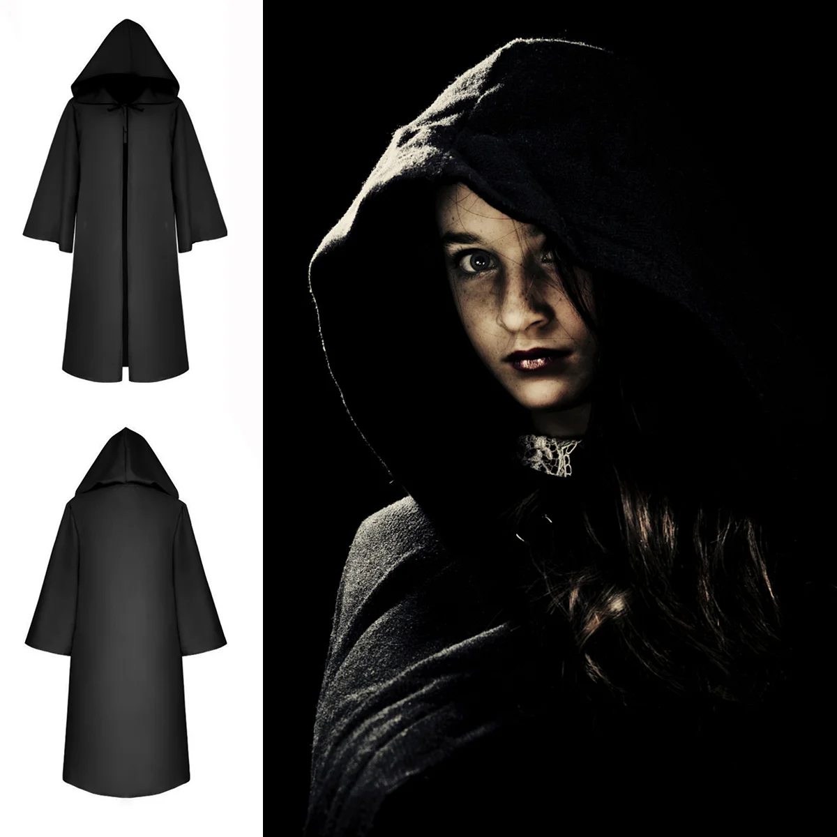 Cape Hooded Cloak with Men Costumes Superhero Capes for Kids Halloween Wizard Robes Death Black Pirate and Women