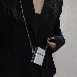 In Fashion metaliczny łańcuch Mini torebka torba Crossbody na jedno ramię szminka torba na monety etui na słuchawki małe torba kwadratowa