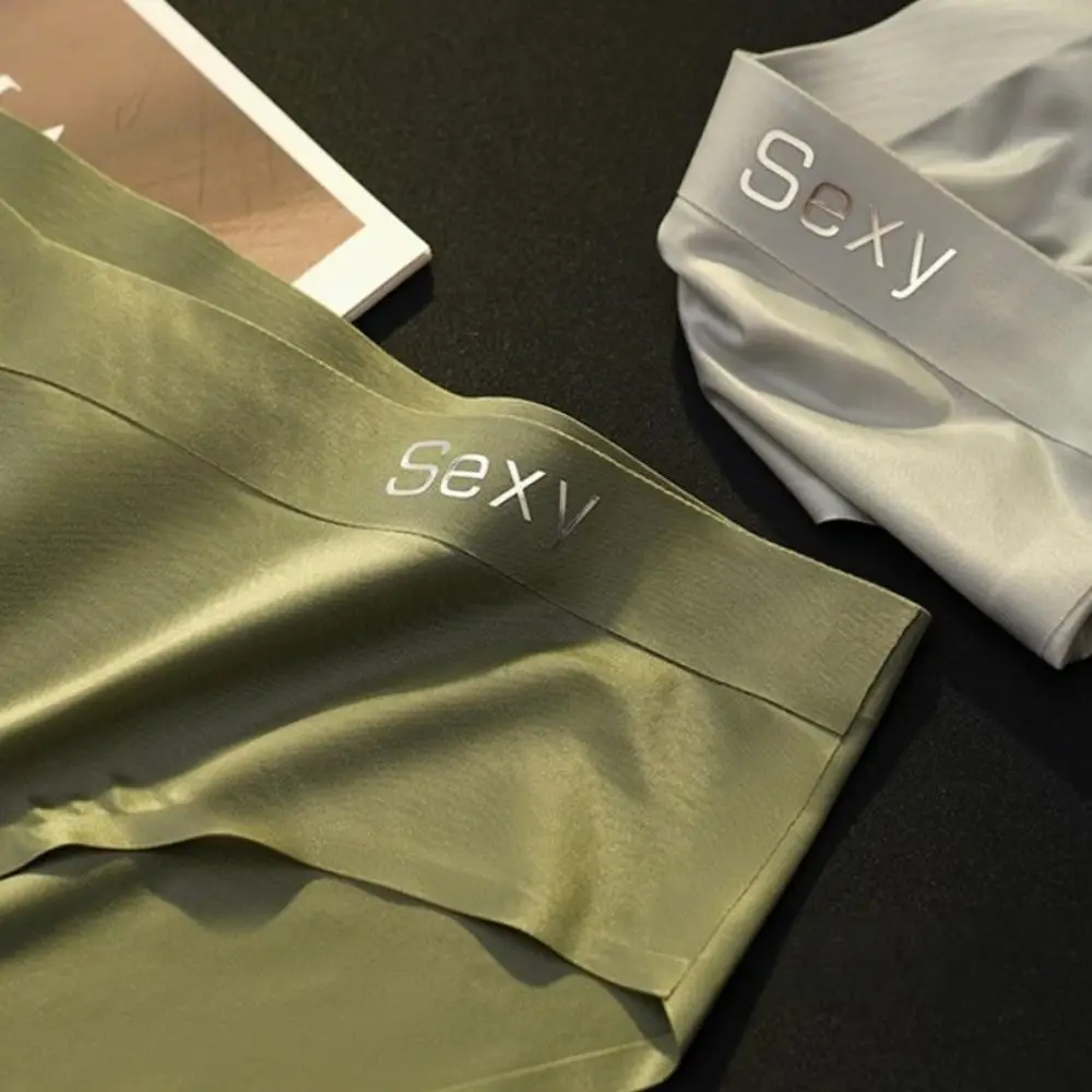 

Fashion Summer Thin Satin Briefs Men Simple Breathable Ice Silk Panties Lingerie Quick Dry Seamless Underwear Men Summer