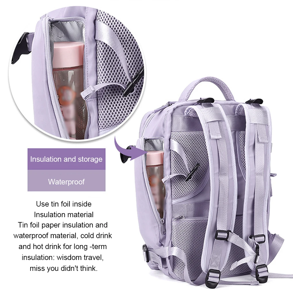 Waterproof Travel Backpack With Spacious Capacity And No Squeezing Shoes Feature Shoes Space Pink