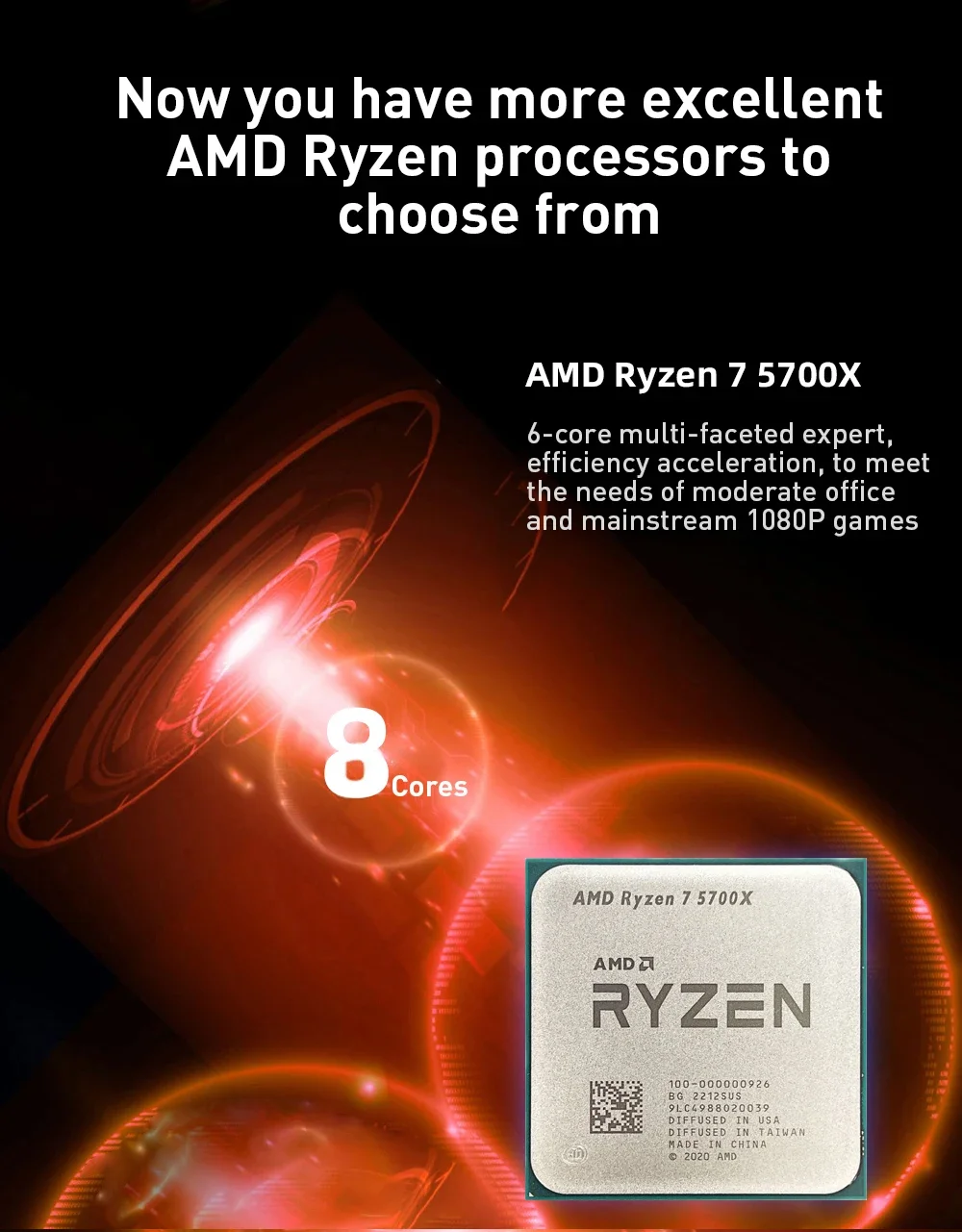 AMD Ryzen 7 5700X , AMD R7 5700X New 8C/16T 65W 7NM L3=32M 100