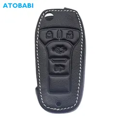Leather Car Key Cases Keychain Holder For Ford Fusion 2016 2017 F-150 F150 Transit Connect 2022 4 Buttons Flip Remote Fobs Cover