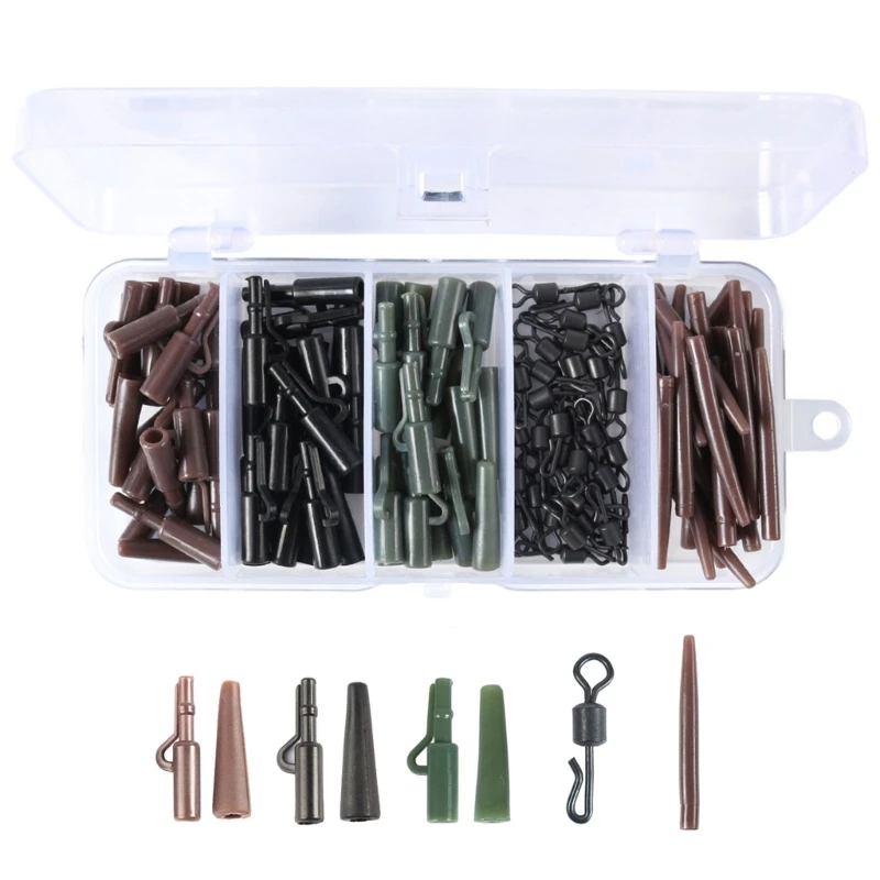 120Pcs Carps Quick Changes Swivels Anti-Tangles Sleeve Carps Fishing Tackle Set