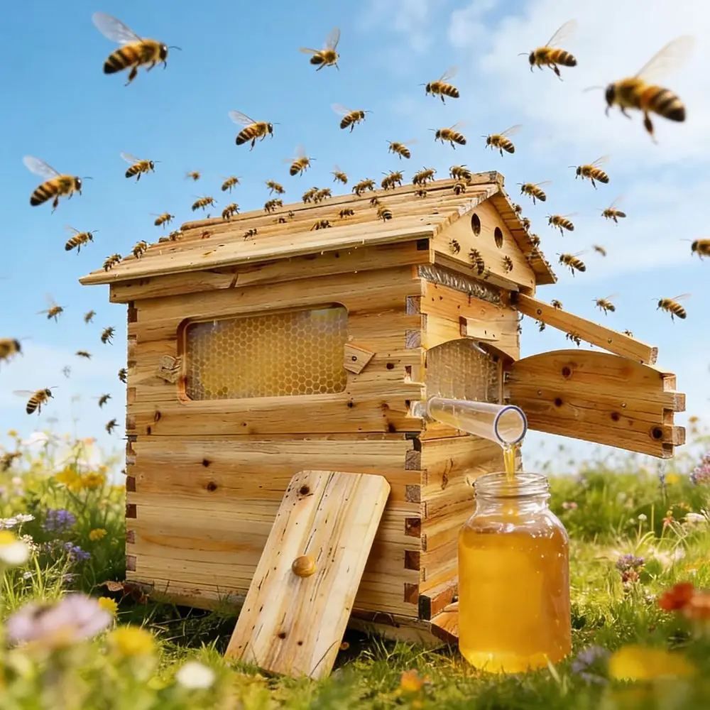 Beekeeping Starter Kit with Honey Collection & Observation, Beginner-Friendly, 24x22x30