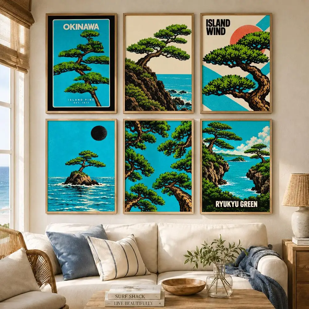 Okinawa Pine Poster Art Wall Stickers & Self-Adhesive Decals for Home, Bedroom & Living Room