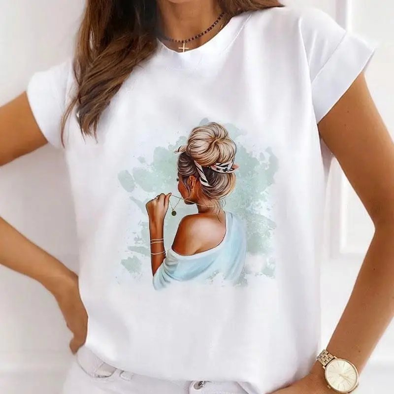 

Fashion City Girl Fashion Trend Europe and The United States Short Sleeve T-shirt Women Europe and The United States Style