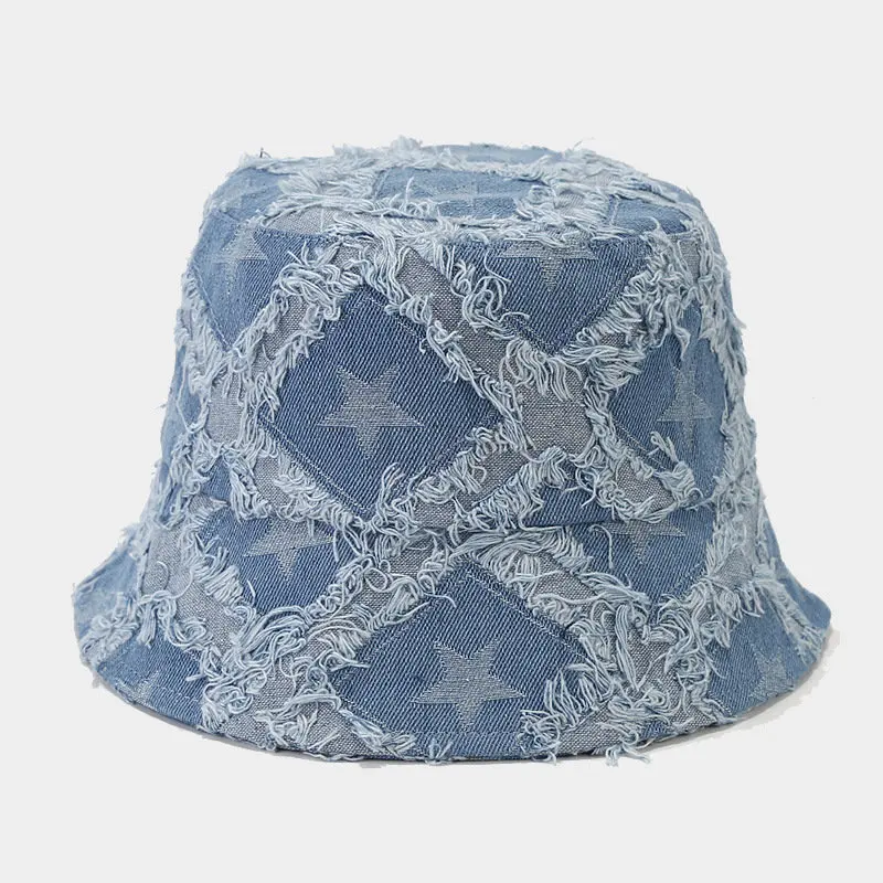 2023 Autumn Winter Denim Star Embroidery Warm Fisherman Hat Bucket Hat Outdoor Travel Sun Cap For Men And Women 208