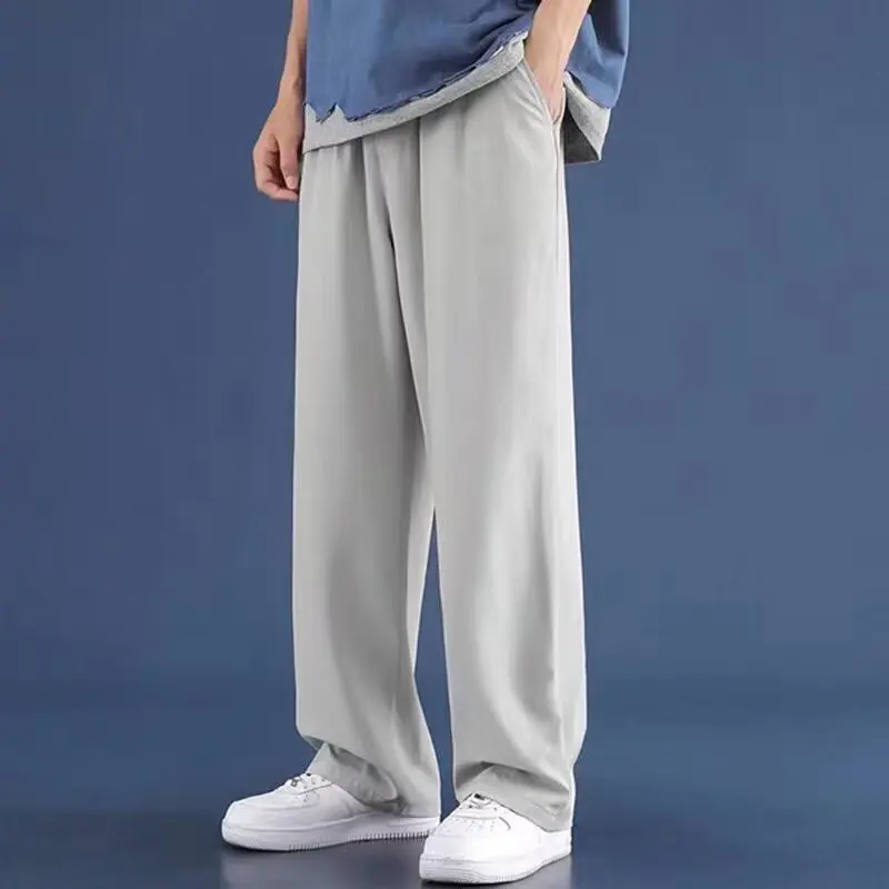 

Solid color sanitary pants, men's straight leg casual sports pants, Hong Kong style student floor mopping casual pants, long pan