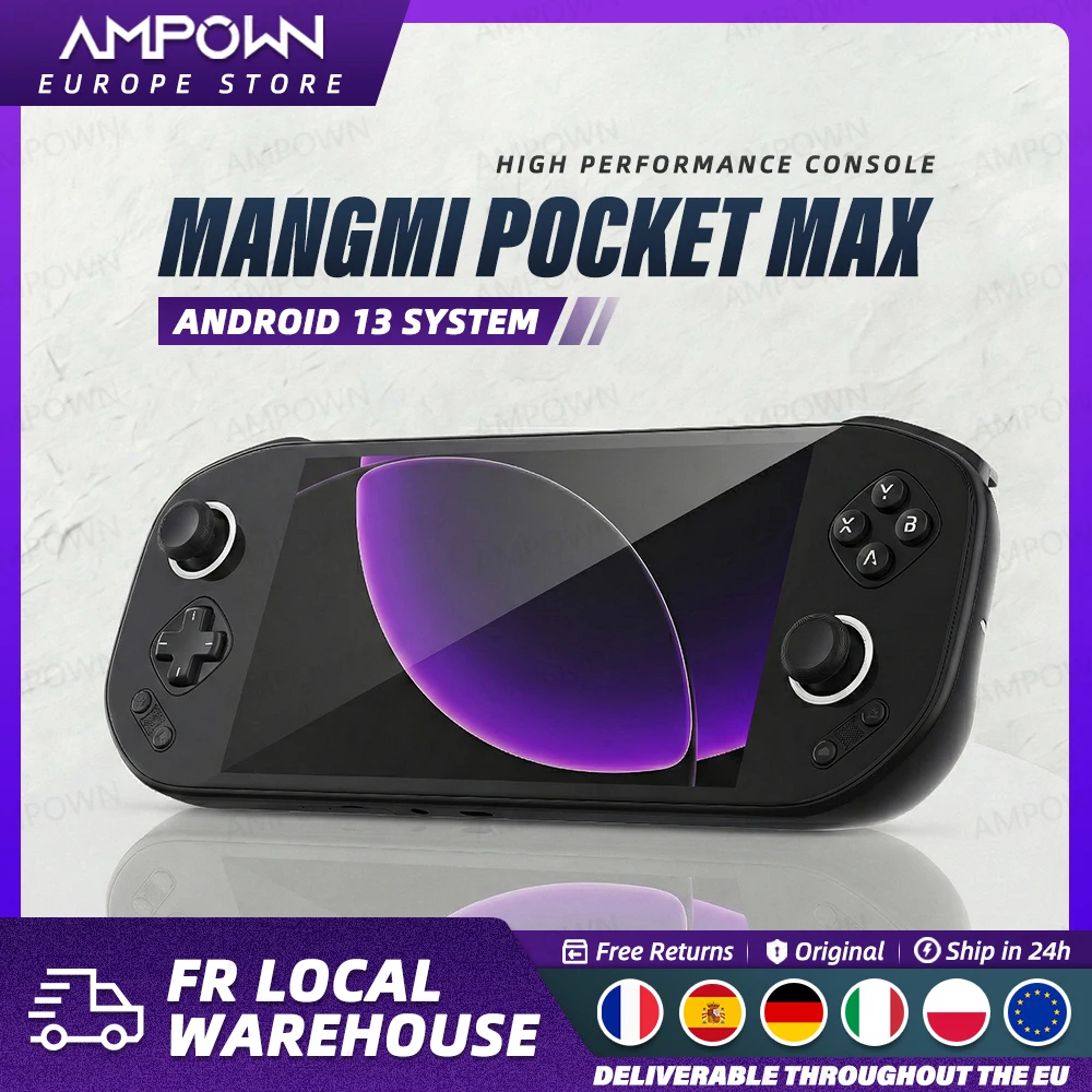 Console di Gioco Portatile MANGMI POCKET MAX, Schermo OLED da 7'' 144Hz, Sistema Android 13 con Qualcomm SD865, Batteria da 8000mAh, Ricarica Rapida 27W