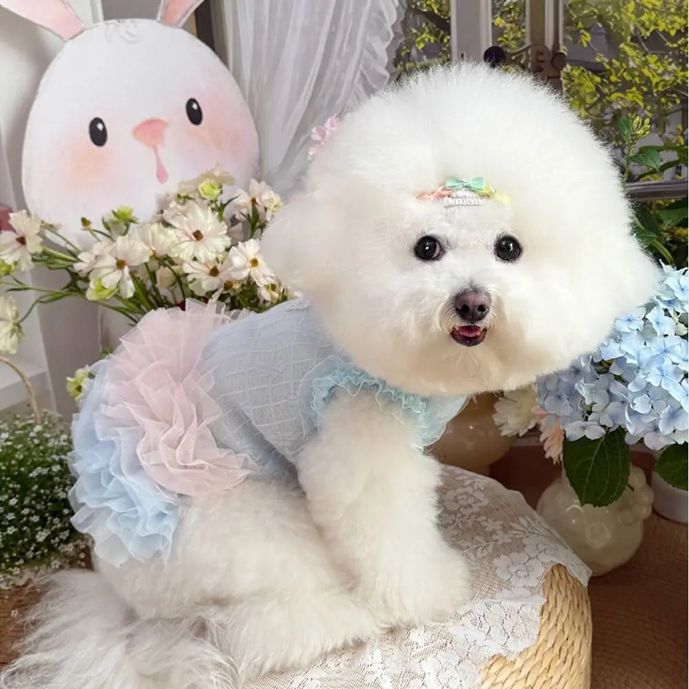 

Pet Costumes Cute Pet Mesh Dress Lace Bow Breathable Dog Princess Skirt Soft Comfortable Pet Clothes Spring Summer