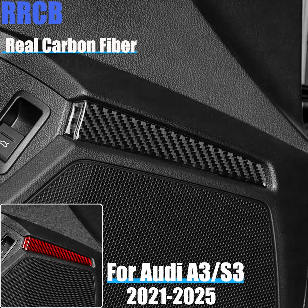 

Real Carbon Fiber Car Accessories Front Door Speaker Strips Trim Soft Cover Sticker For Audi A3 S3 8Y 2021 2022 2023 2024 2025