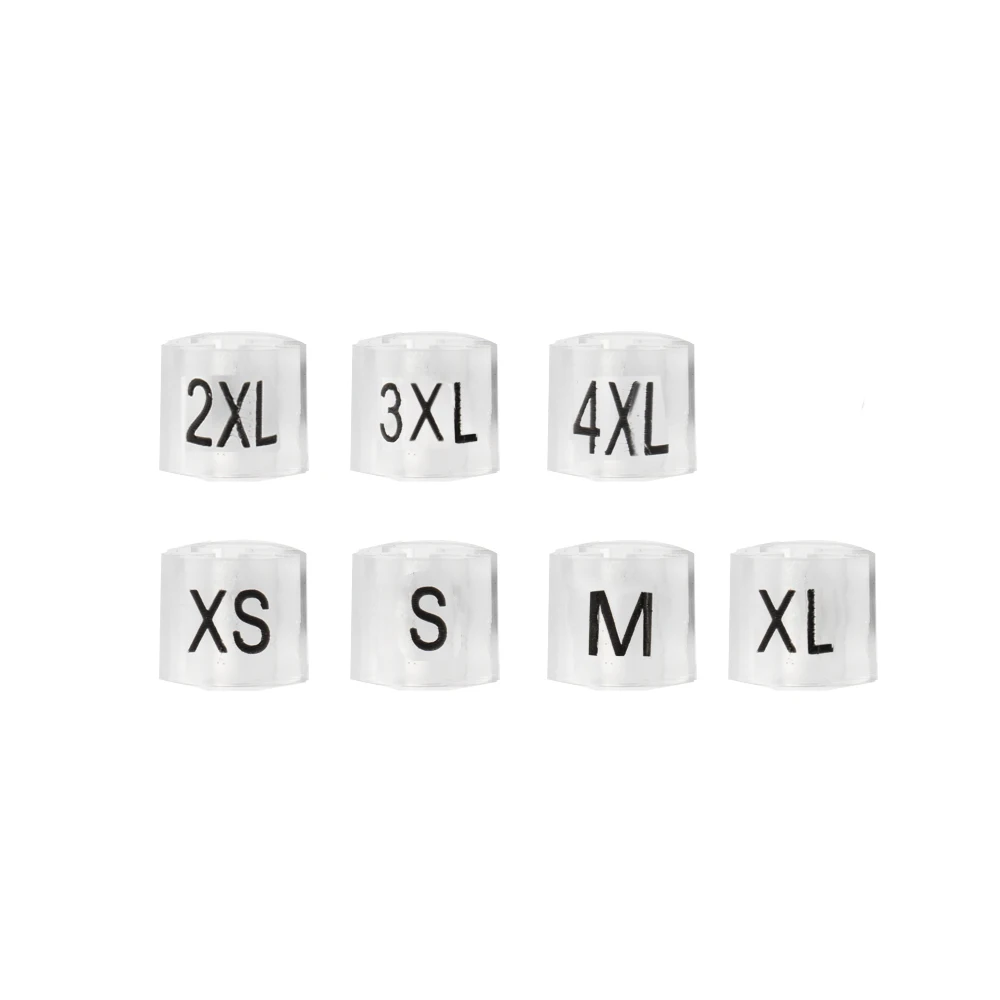 

Clear Size Markers For Hangers Regular Sizes Printed Black Pants Garment Clothes Hanger Tube Size Cube Clips Label Plastic Tags